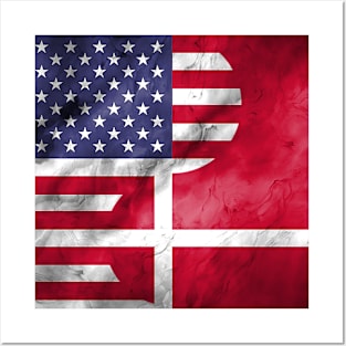 USA Denmark Dual Yin Yang Flag Posters and Art